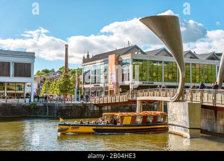 Pero`s Bridge at the Millenium Square Landing in the Floating Harbour of Bristol, Somerset, England Stock Photo